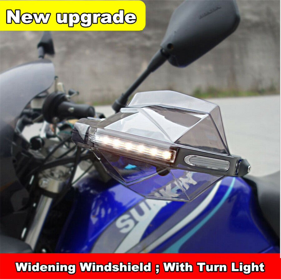 Motorcycle Bar Hand Guards Handguard 22mm (7/8) LED Turn Signal Light Pair