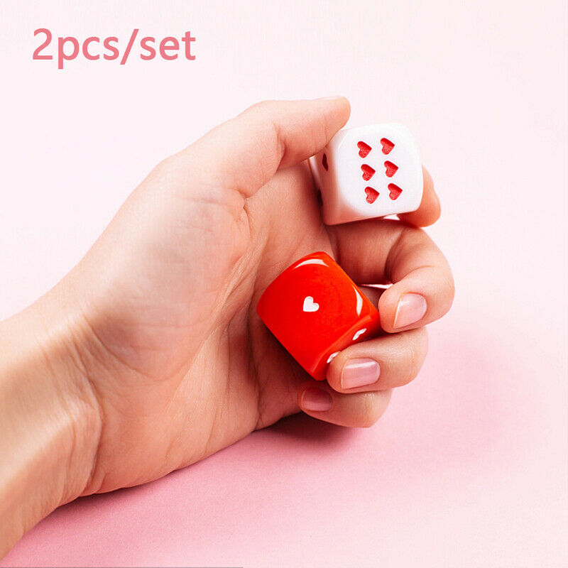 2pcs Acrylic 6 Sided Round Corner Heart-shaped Dice For Bar Party Family .l8