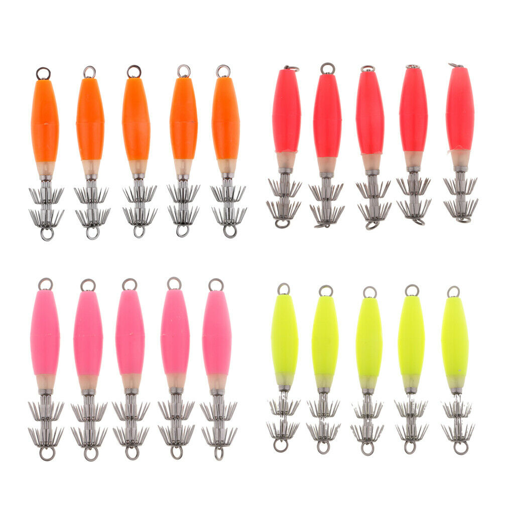 20pcs Squid Jig Hook Octopus Hooks Saltwater Fishing Lures Artificial Baits