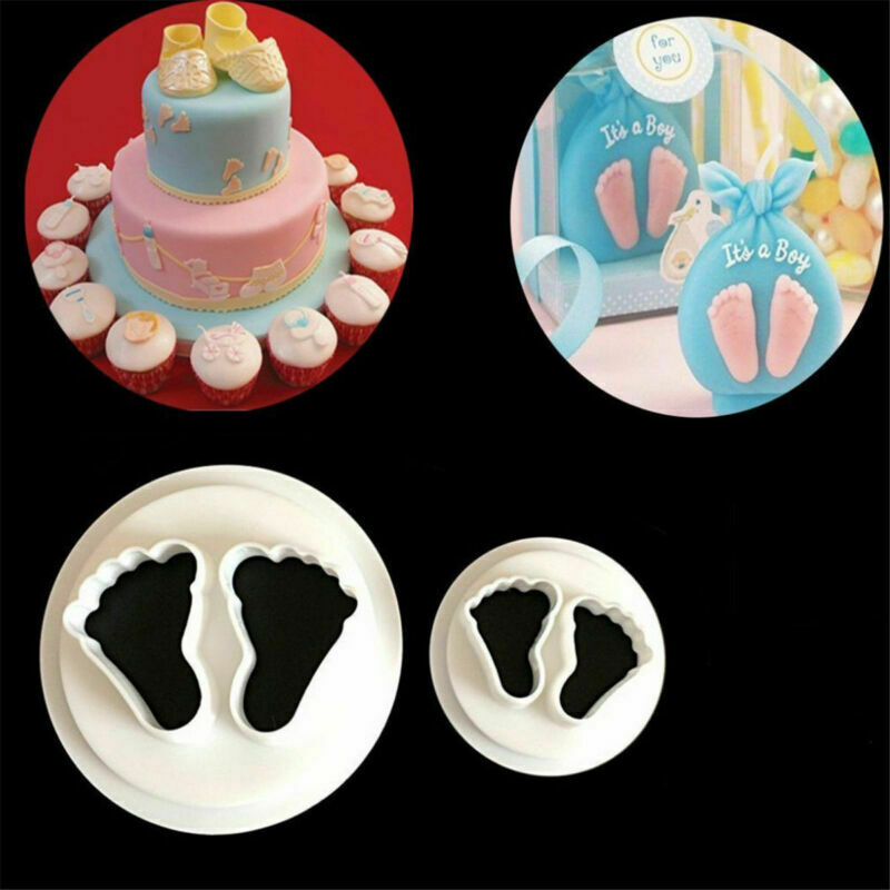 2X New Baby Feet Fondant Cutter Cake Mold Icing Sugar Paste Bakeware Decor Tool