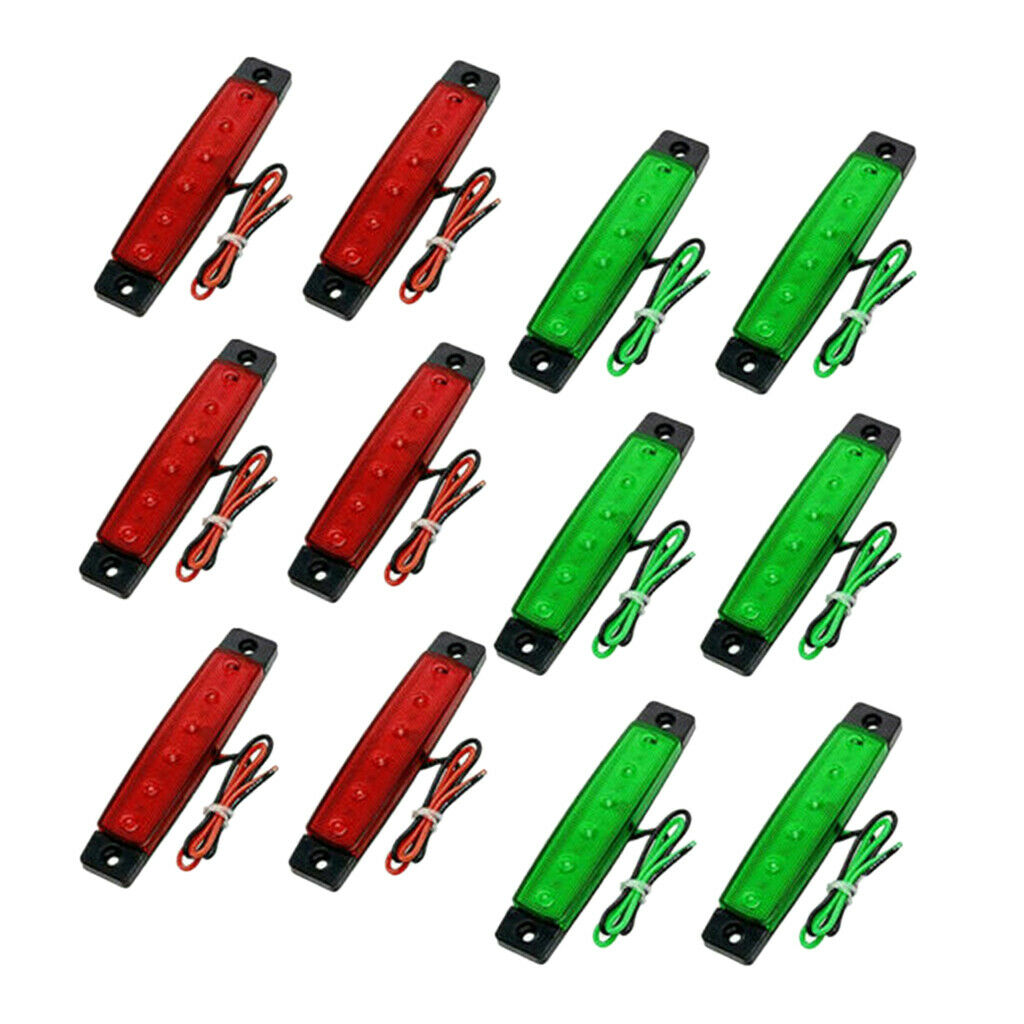 12pcs Red + Green Boat Navigation Light LED Stern Lights Lamps for Boat