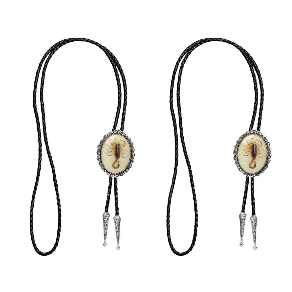 2x Men Women Night Light up Scorpion Bolo Tie Shirt Necktie Cowboy Necklace