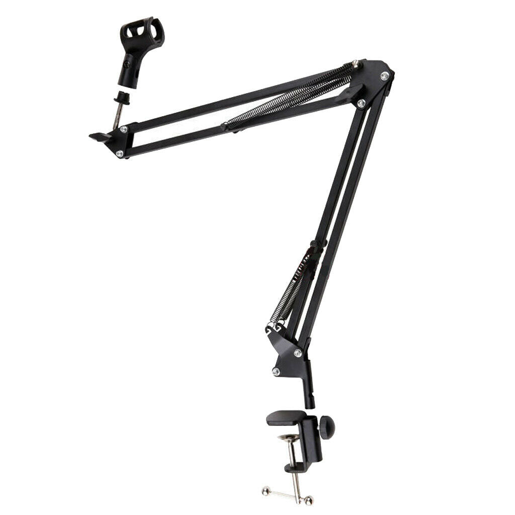 Condenser Microphone Suspension Boom Scissor Arm Stand Set (Black)