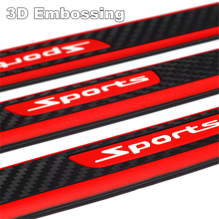 4PCS Carbon Fiber Car Door Scuff Sill Cover Panel Step Bumper Corner Protector