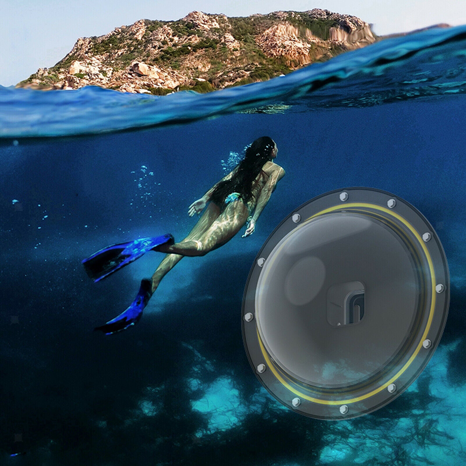 Dome Port for for Dive Snorkeling Camera Cover Photography Protector Kit 30m