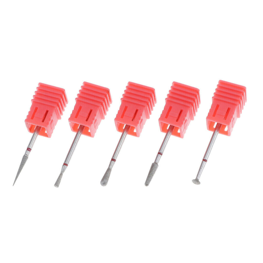 5pcs Carbide Cuticle Clean Drill Bits Smooth Top, 3/32 Shank Nail Bits for