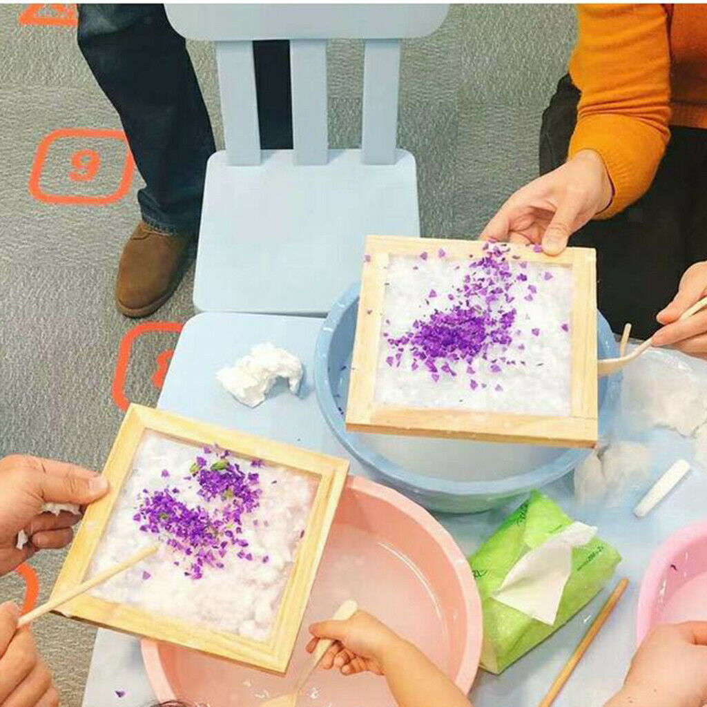 2x Wooden Paper Making Mould Frame Screen Kids DIY Paper Handcraft 25x34cm