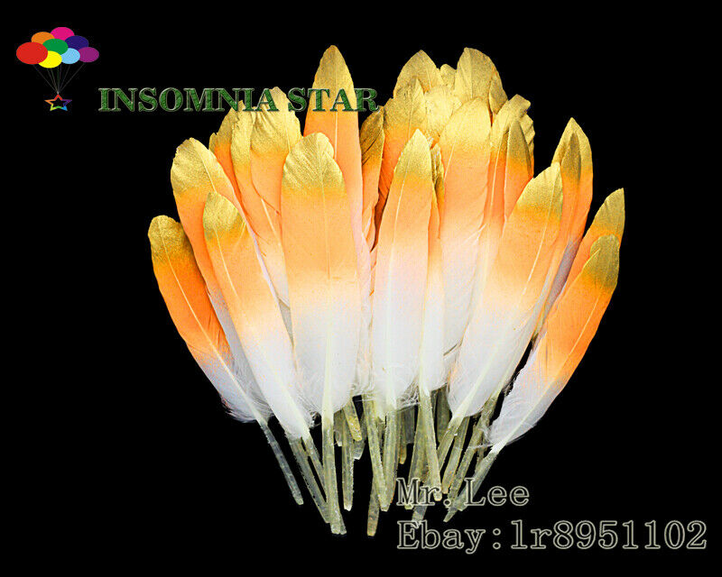 100pcs Fluorescent orange Colorful Natural Goose Feather 10-15cm/4-6 inches