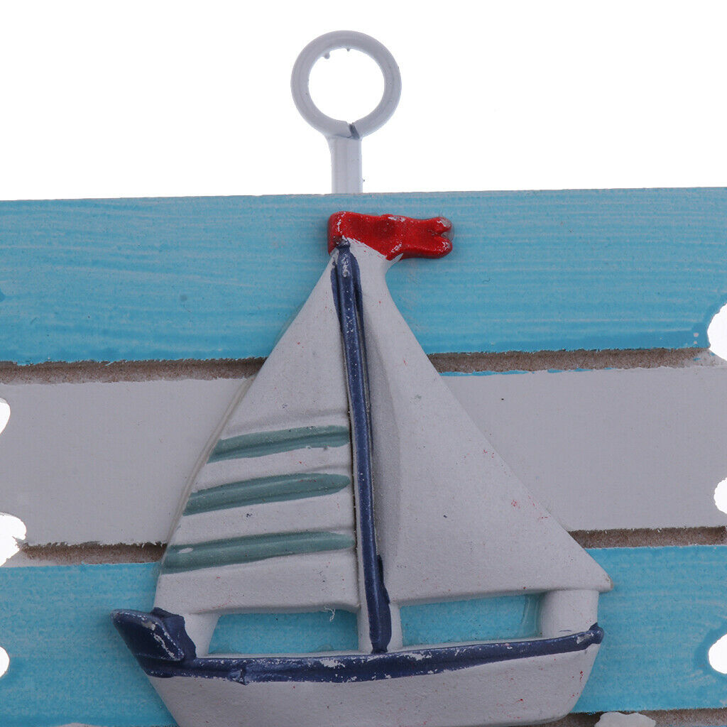 Bathroom Nautical Seaside Wooden Wall-mounted Hanger Coat Hooks Wall Rack #1