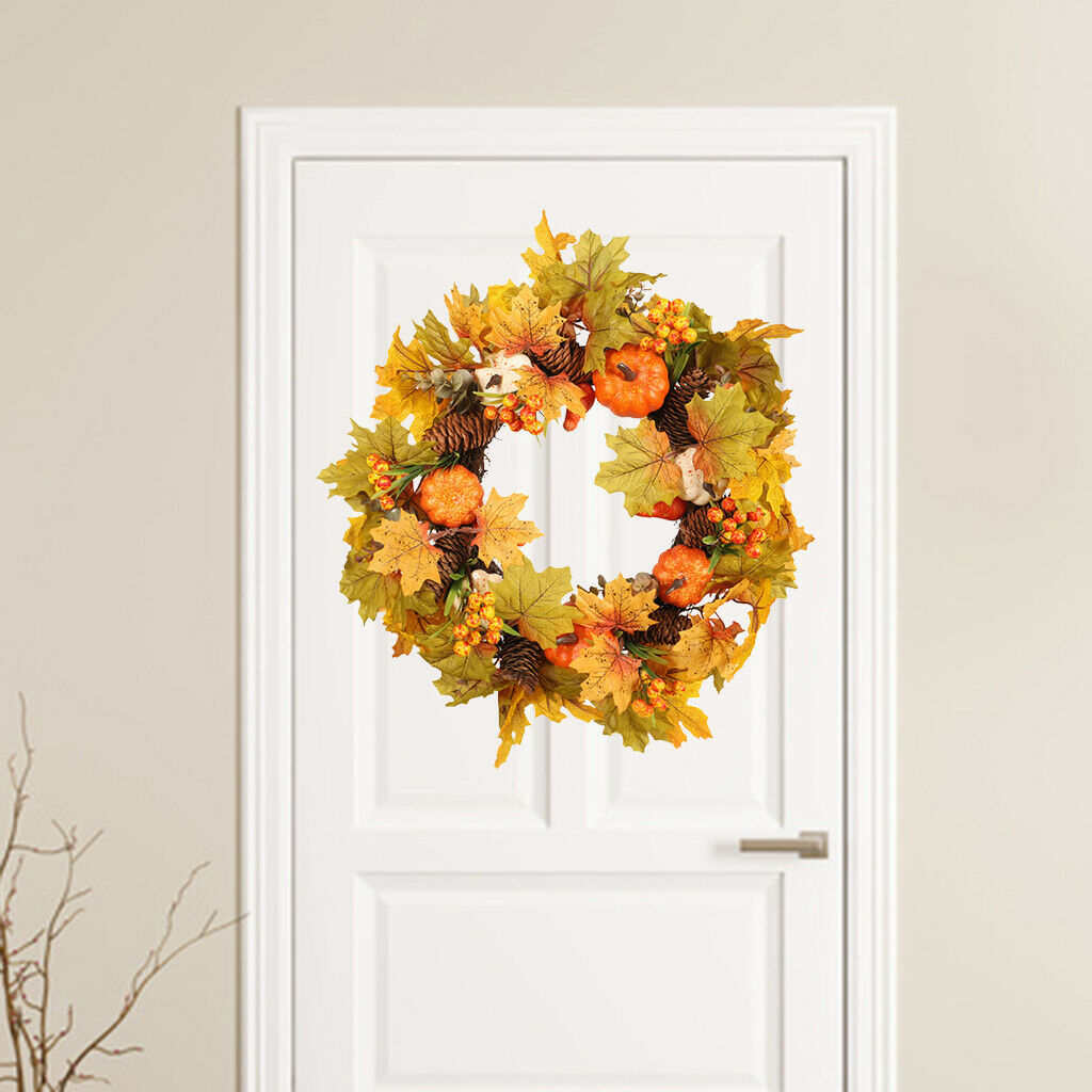 Autumn Wreath Pumpkin Pine Cone Garland Front Door Thanksgiving Indoor Gift