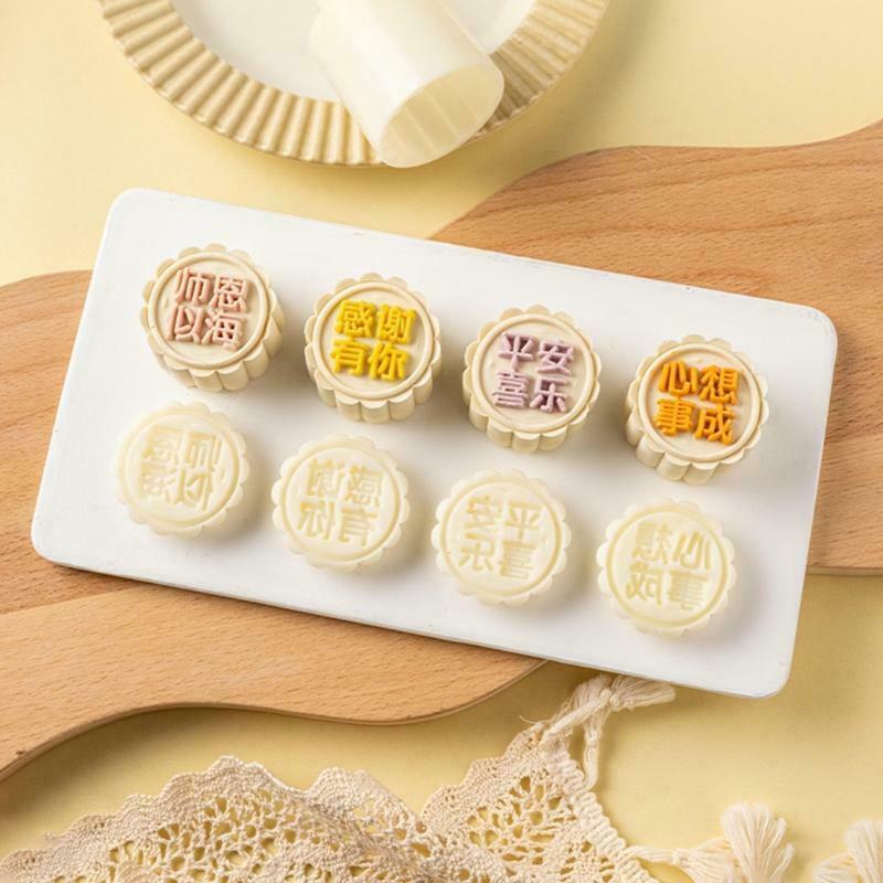 Round Side Mooncake Stampe Hand-pressing Plastic Mooncake Mold Express Gratitude