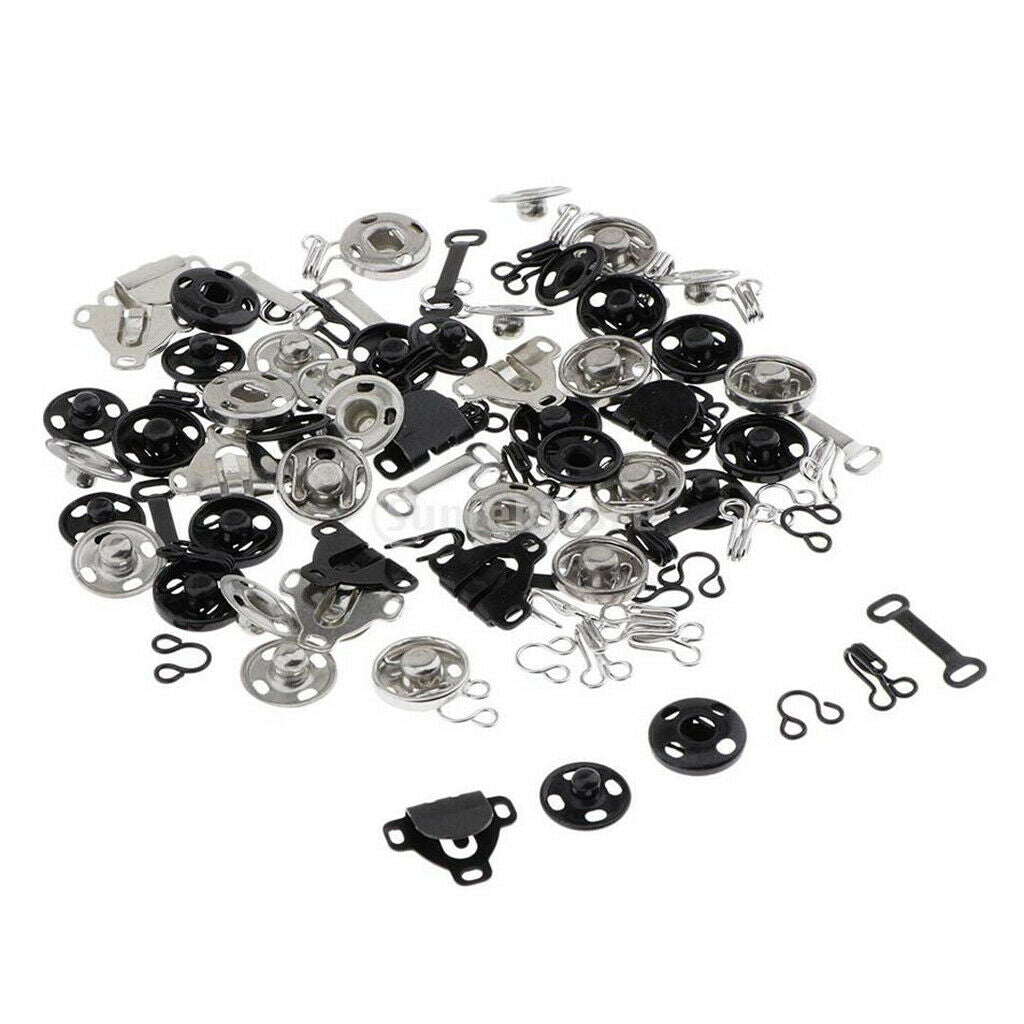 50 Pairs Skirt Hooks and Eyes Sewing Sew-on Snaps Buttons Closures for Trousers