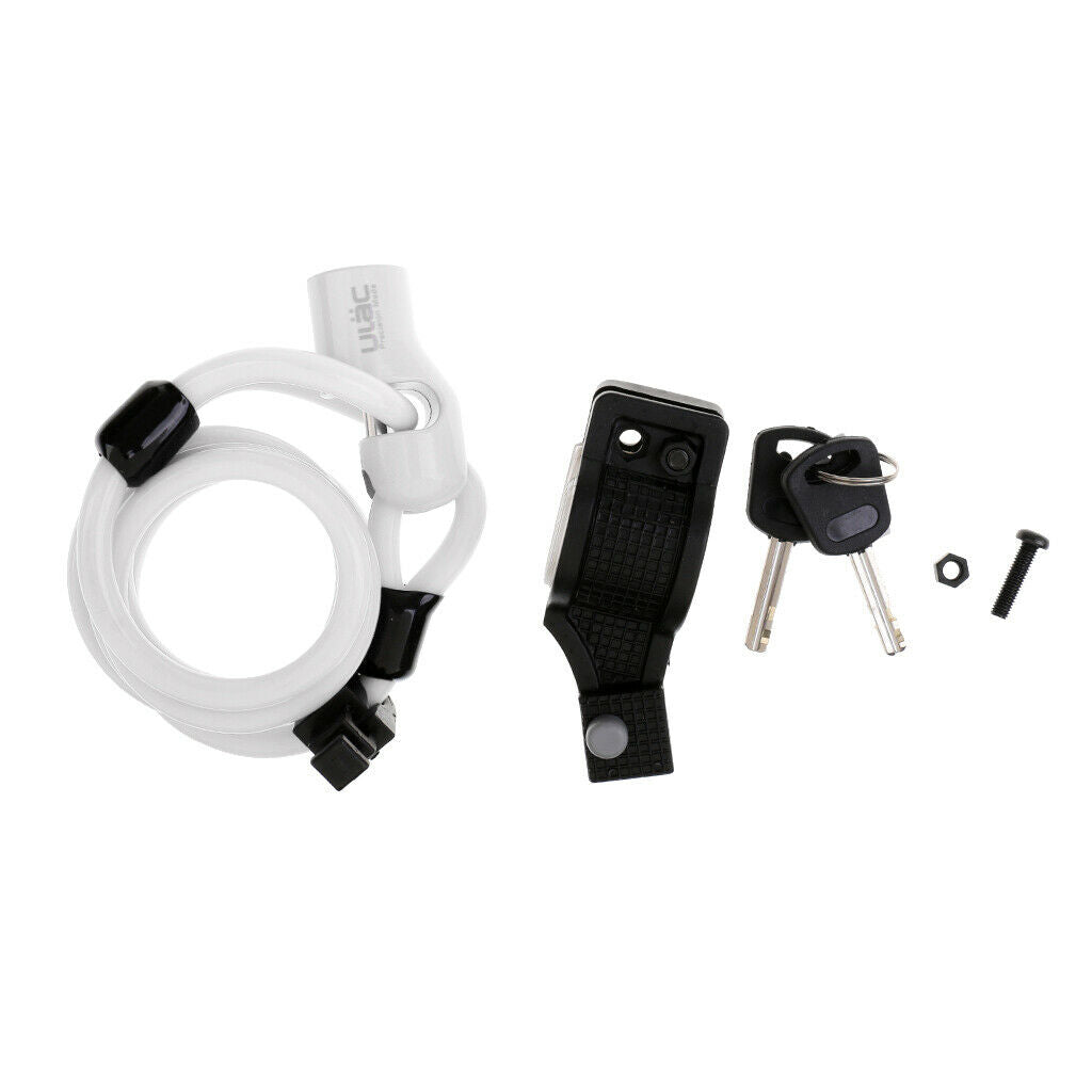 Loop Lock Bicycle Bike Cycle Self Coiling Spiral Cable Lock with 2 Key White
