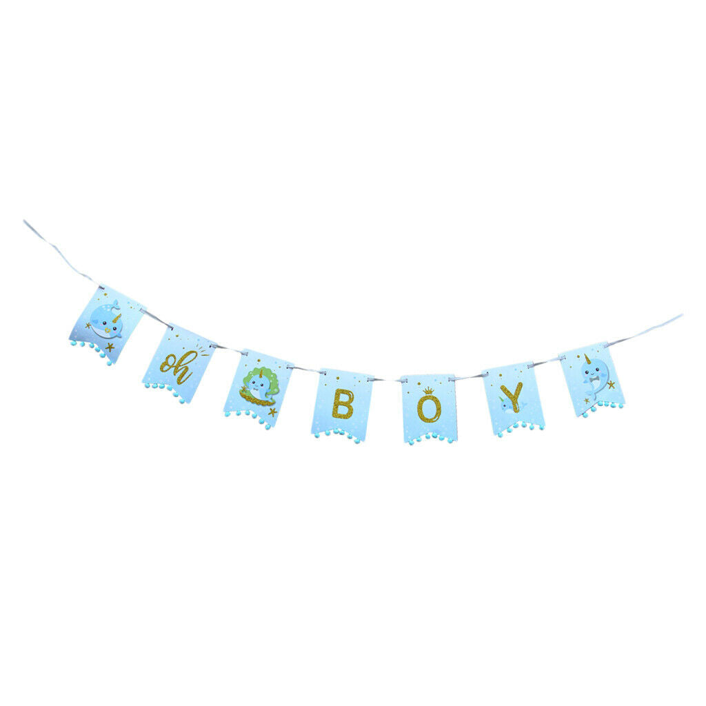 Shark Series Paper Banner Birthday Bunting Children Garland Hanging Decor