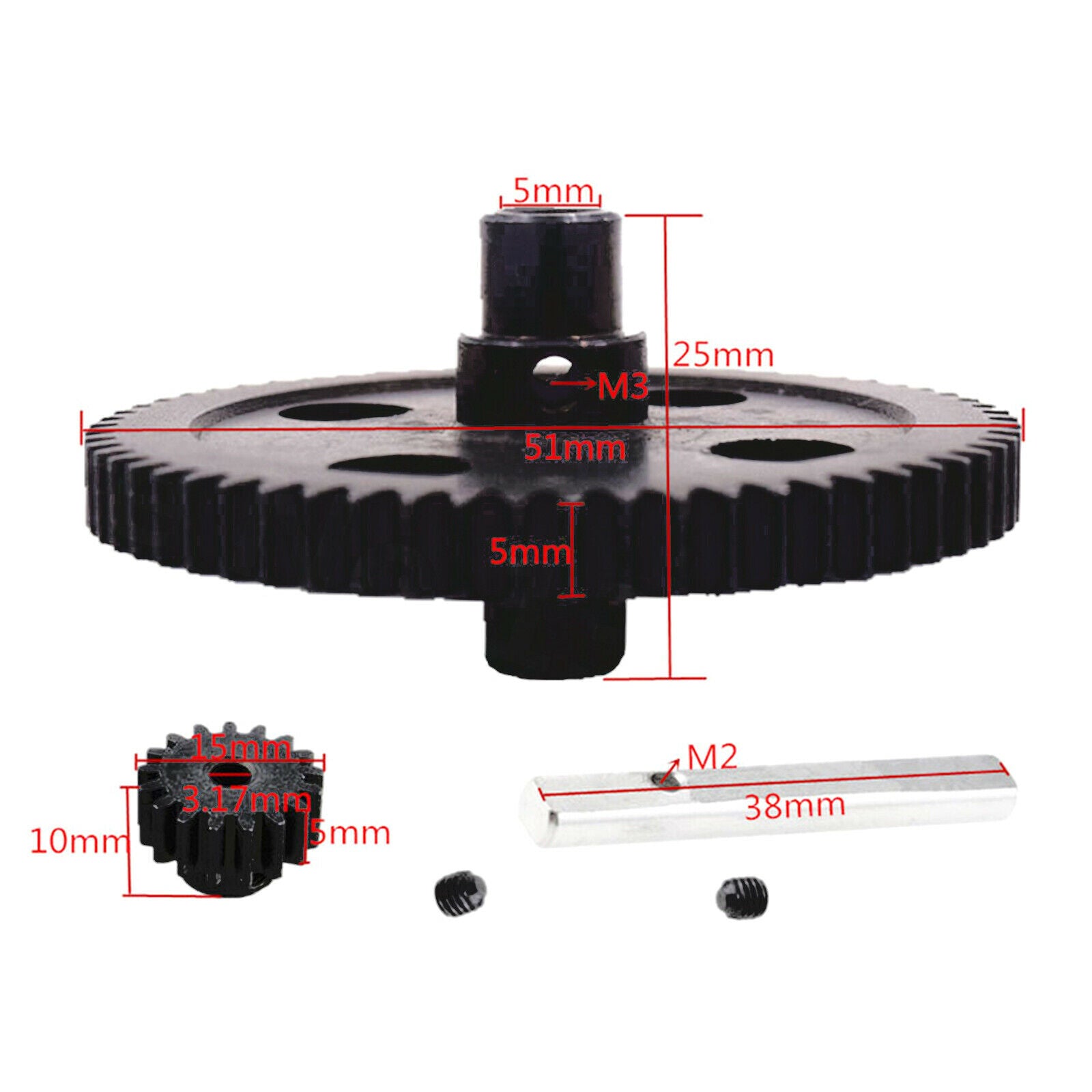 2/Set 62T 17T Main Gear & Pinion Gear for WLtoys 12428-BC RC Car Spare Parts