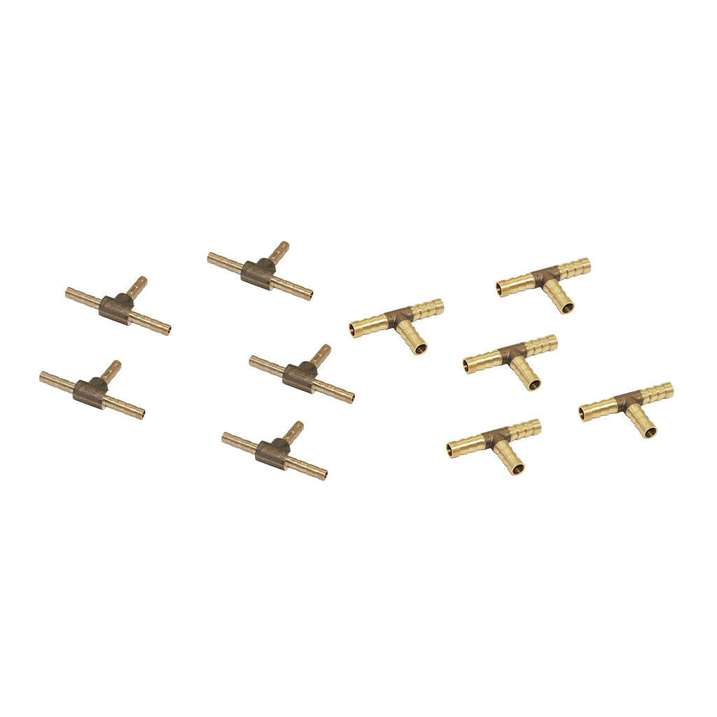 10pcs Brass Tee Adapter Hose Tee Connector Fittings for Air Water 4mm/8mm