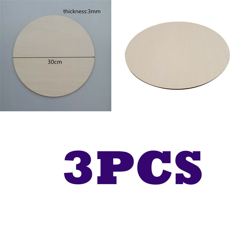 3pcs Blank Wooden Discs Wood Slices Round Plaque Tags Embellishment DIY Craft