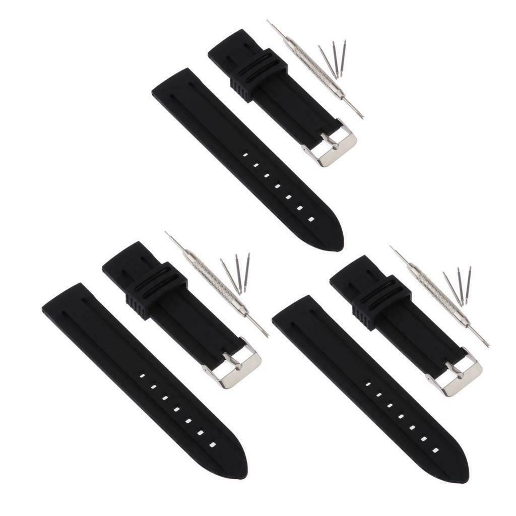 Fashion Durable Soft Silicone Sport Diver Watch Strap Wrist 20/22/24mm Black