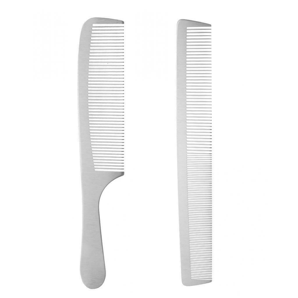 2x Stainless Salon Cutting Hair Tooth Comb Barber Hairdressing Tool