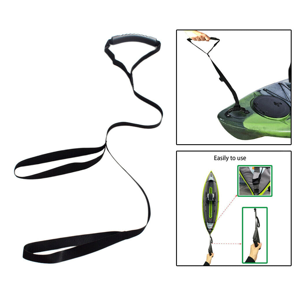 Nylon Kayak Stand Up Strap Drag Handles Boat Dragging Accessories Black