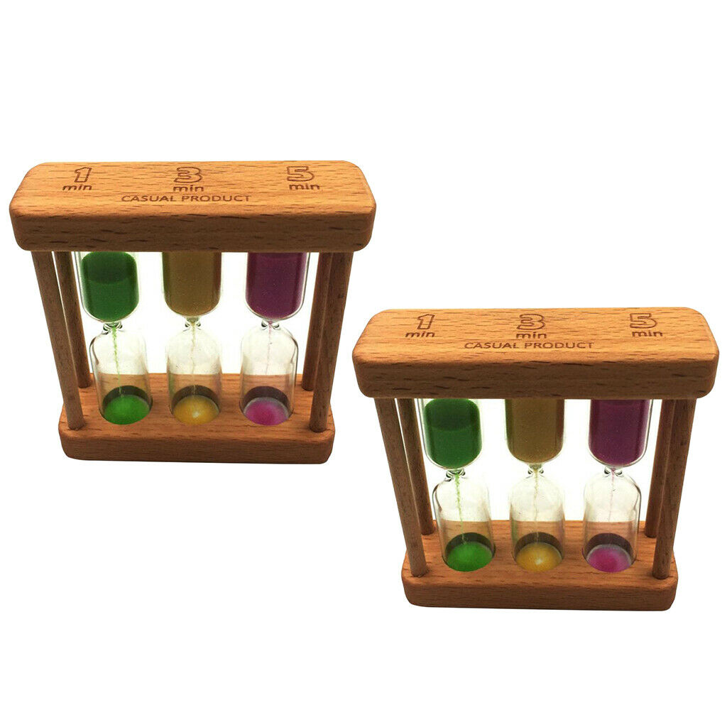 1+3+5 Minutes Wooden Sand Sandglass Hourglass Timer Clock Home Decor Gift, Pack