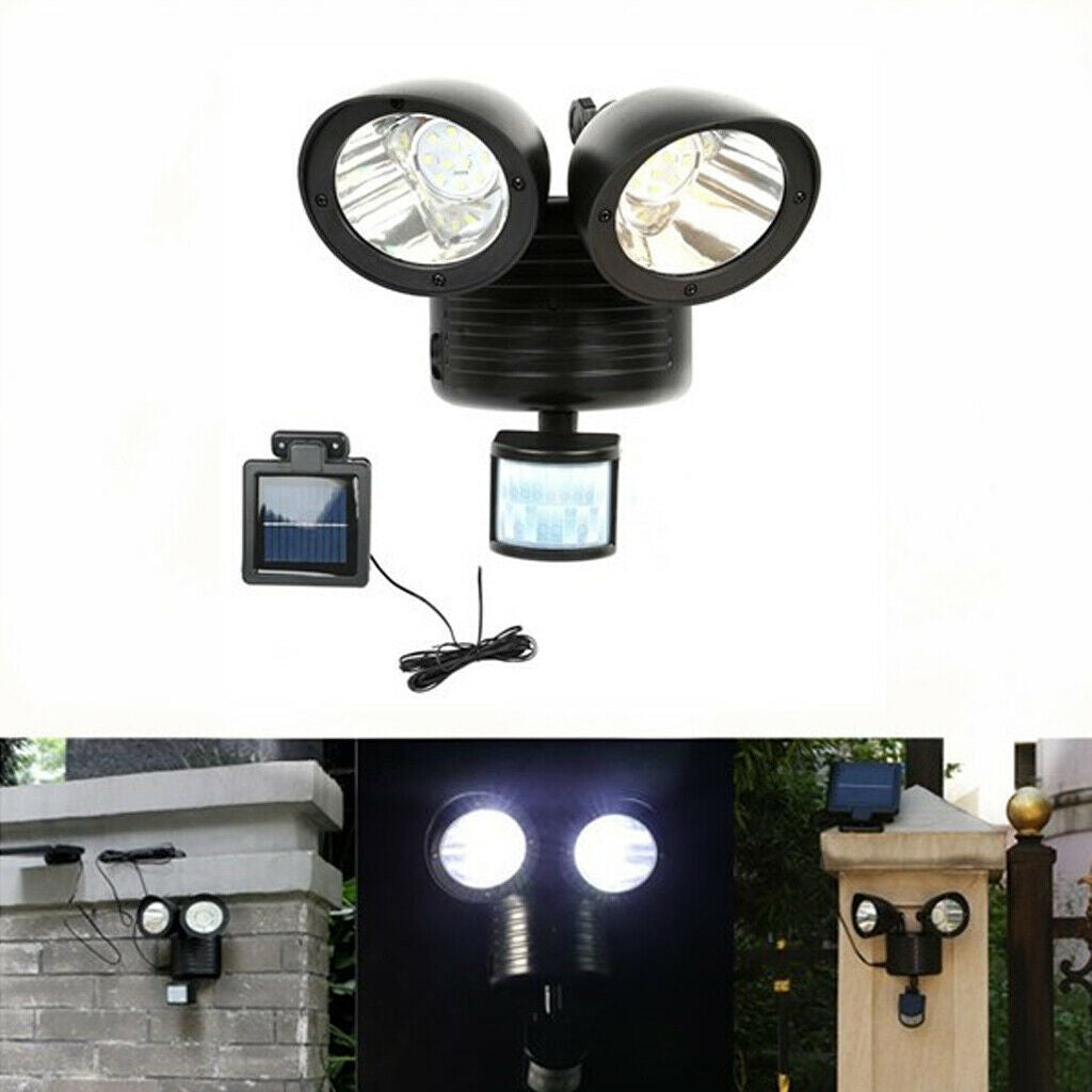 Detector Solar Spot Light Motion Sensor Outdoor 22 LED Floodlight Black