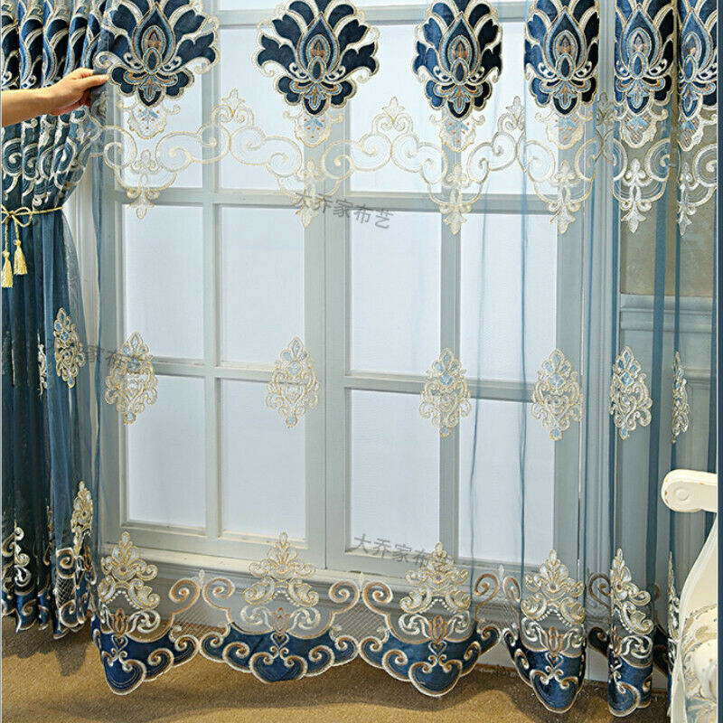 European Semi-finished Tulle Curtains Fabric Bedroom Window Sheer Drape Retro