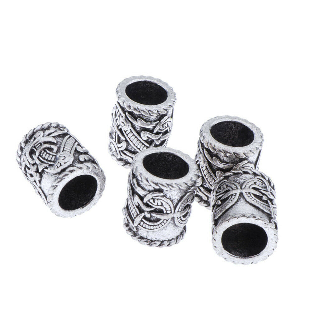 Prettyia 5x Large Norse Viking Dragons Rune Beads for Hair Beard DIY Jewelry