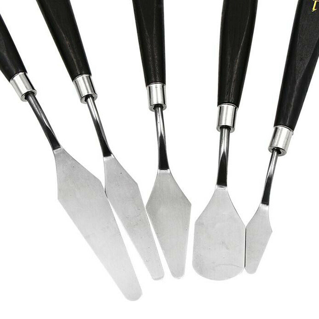 5-piece paint scraper set stainless steel and wooden spatula set for
