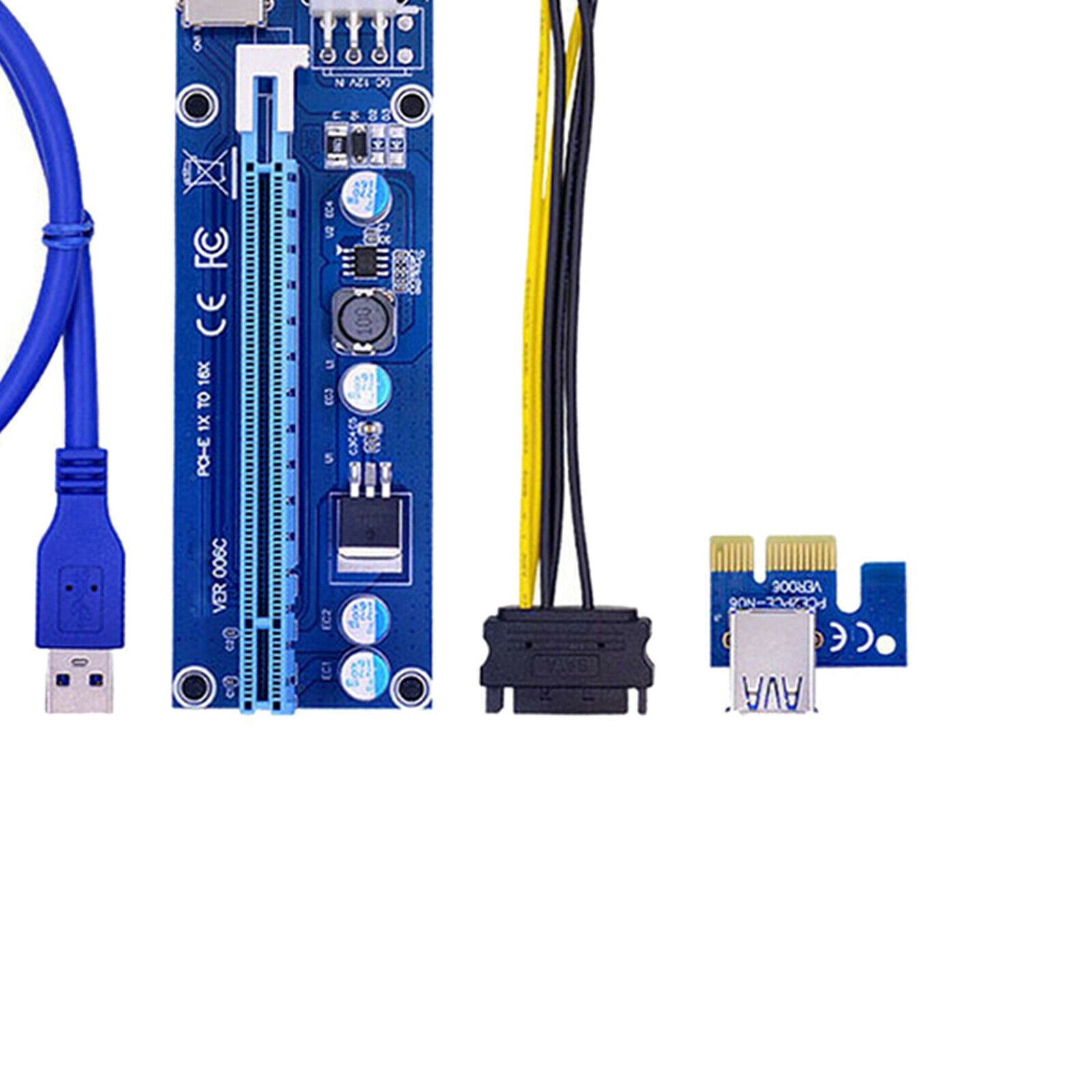VER006C PCI-E GPU Riser Card 6Pin SATA Power Adapter for Bitcoin Miner