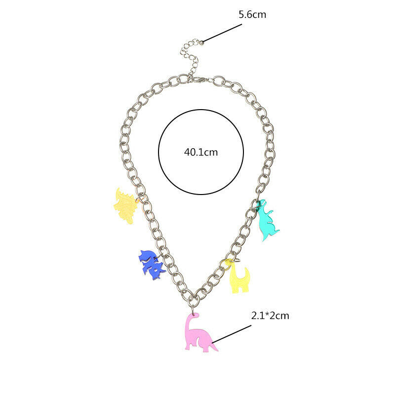 Fashion Acrylic Dinosaur Pendant Necklace Twist Chain Punk Choker Jewelry.l8
