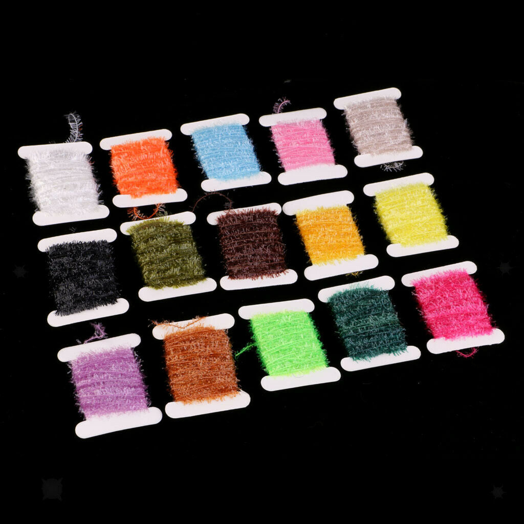 15 Colors Ice Card Fly Tying Materials Tinsel Cactus Chenille Crystal Body