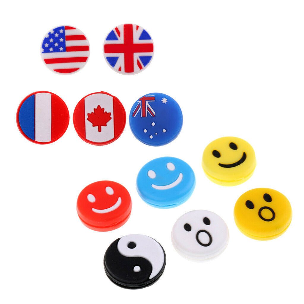 11 Pieces/Pack Mix Expression and National Flag Pattern Tennis Racquet Vibration