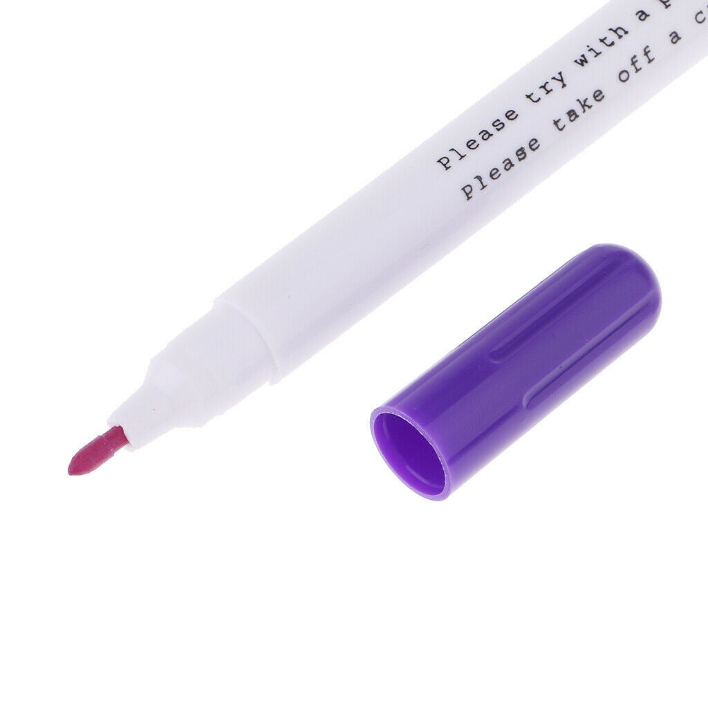 5x Water Soluble Pens Water Erasable Pens Fabric Marker Vanishing Pen Purple
