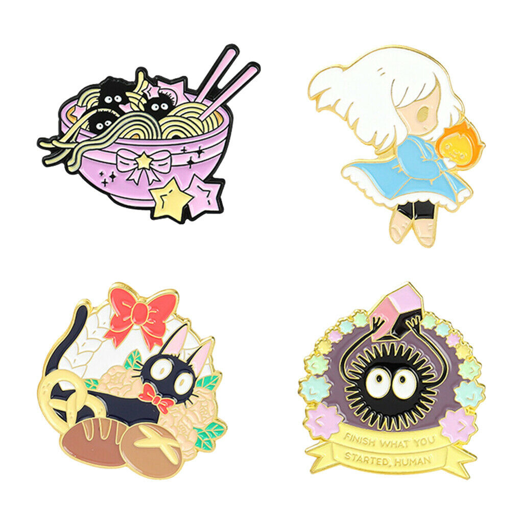 4Pcs Mini Anime Brooch Pins Set Lapel Pins for Women Men Bags Decor Prom