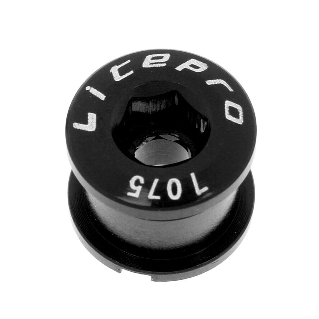 5Pcs Bike Crank Arm  Chain Ring Single Crankset Fixing Screw Nuts Black