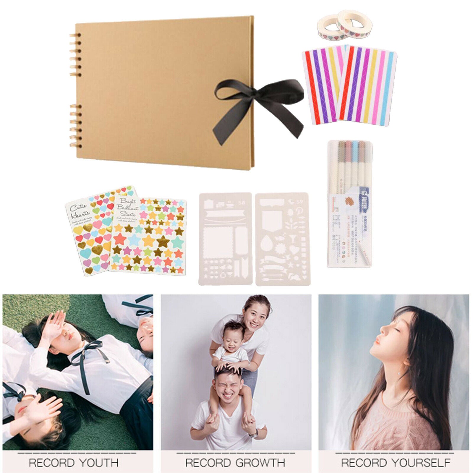40 Black Pages Photo Album DIY Kit Guest Book Anniversary Gifts Champagne