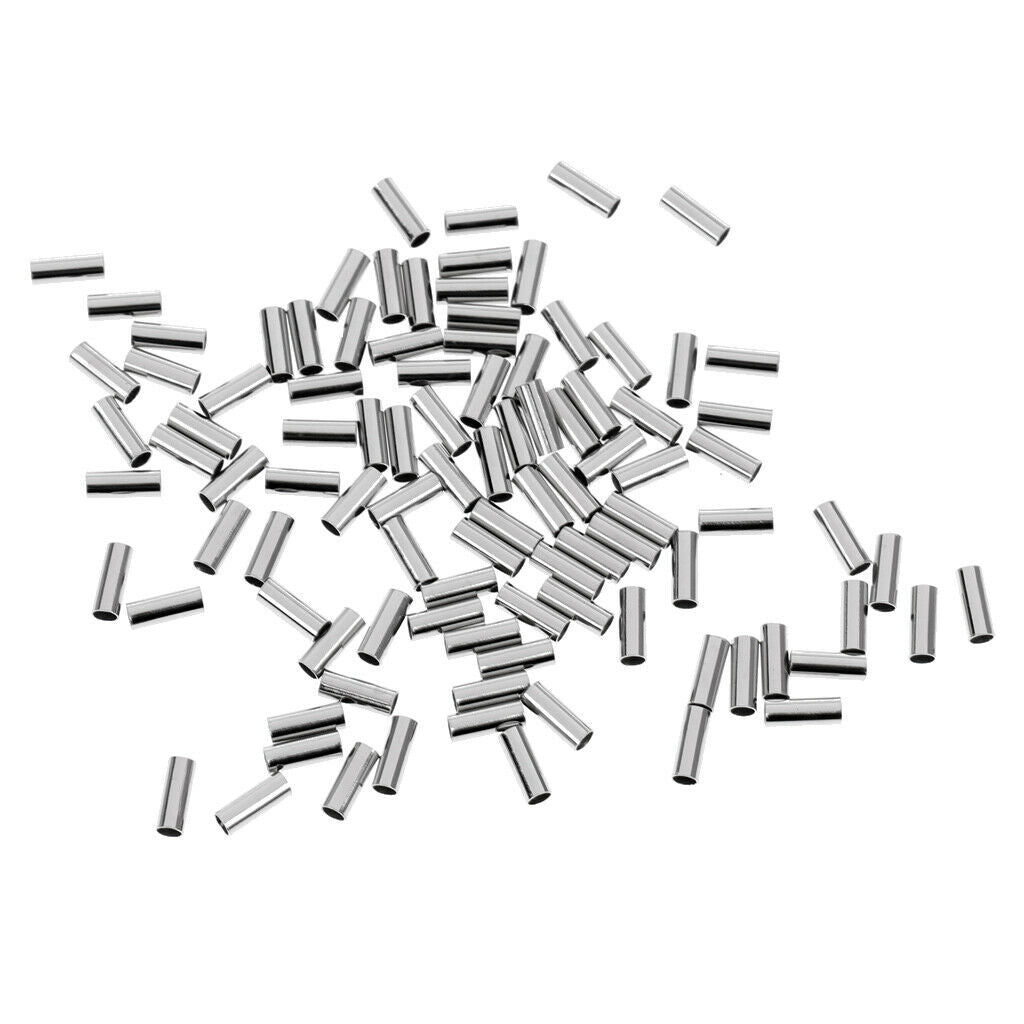 100 Pcs Single Barrel Crimp Sleeve Wire Pipe Fishing Line Tool 2.8mm Bore