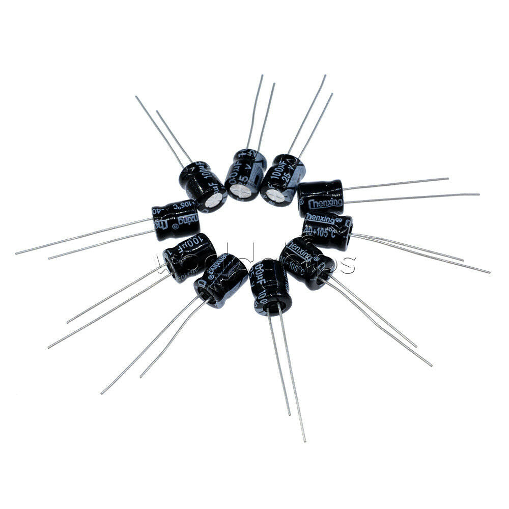 50PCS 100UF 25V Radial Electrolytic Capacitor 6.3x11mm