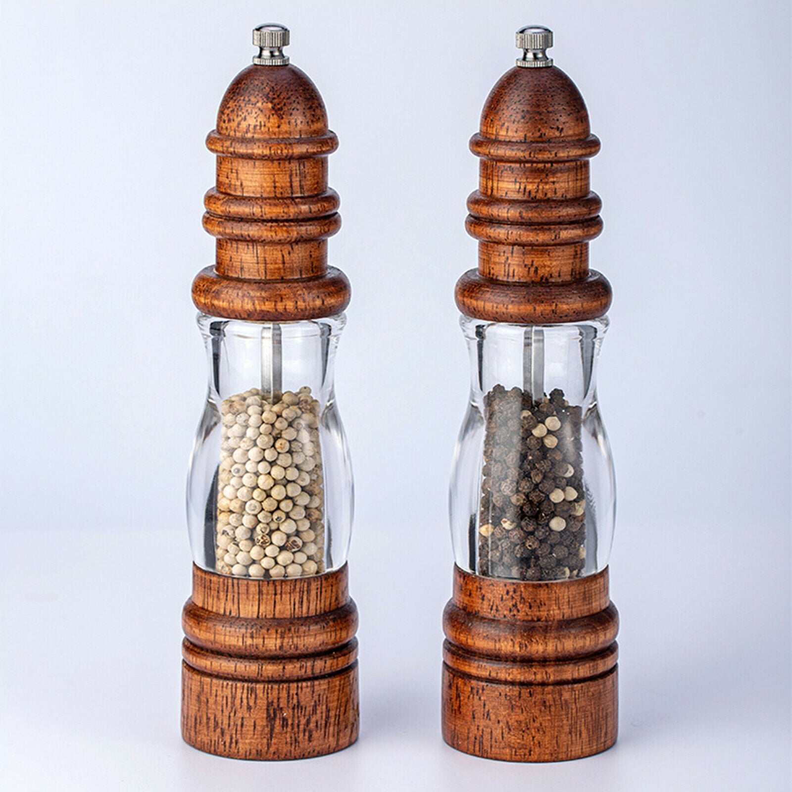 Wooden Salt and Pepper Grinder Refillable Pepper Shaker Chili Sesame Kitchen