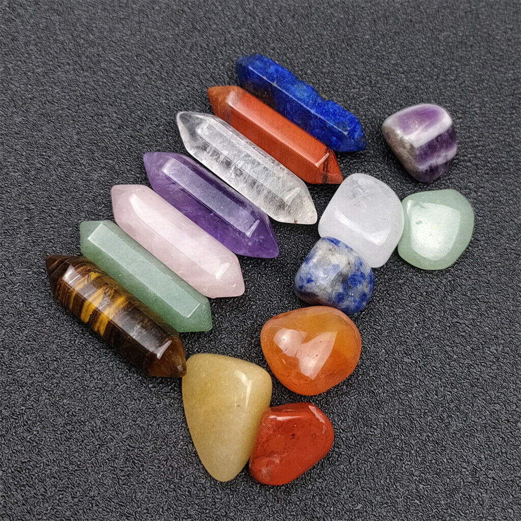 14Pcs Crystal Stone Obsidian Fluorite Labradorite Balancing Desk Ornament