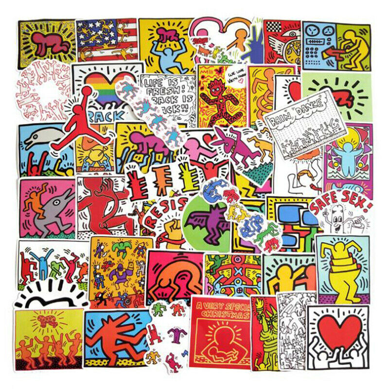 50Pcs Keith Haring Stickers Waterproof Laptop Skateboard Luggage Guitar Stic GR