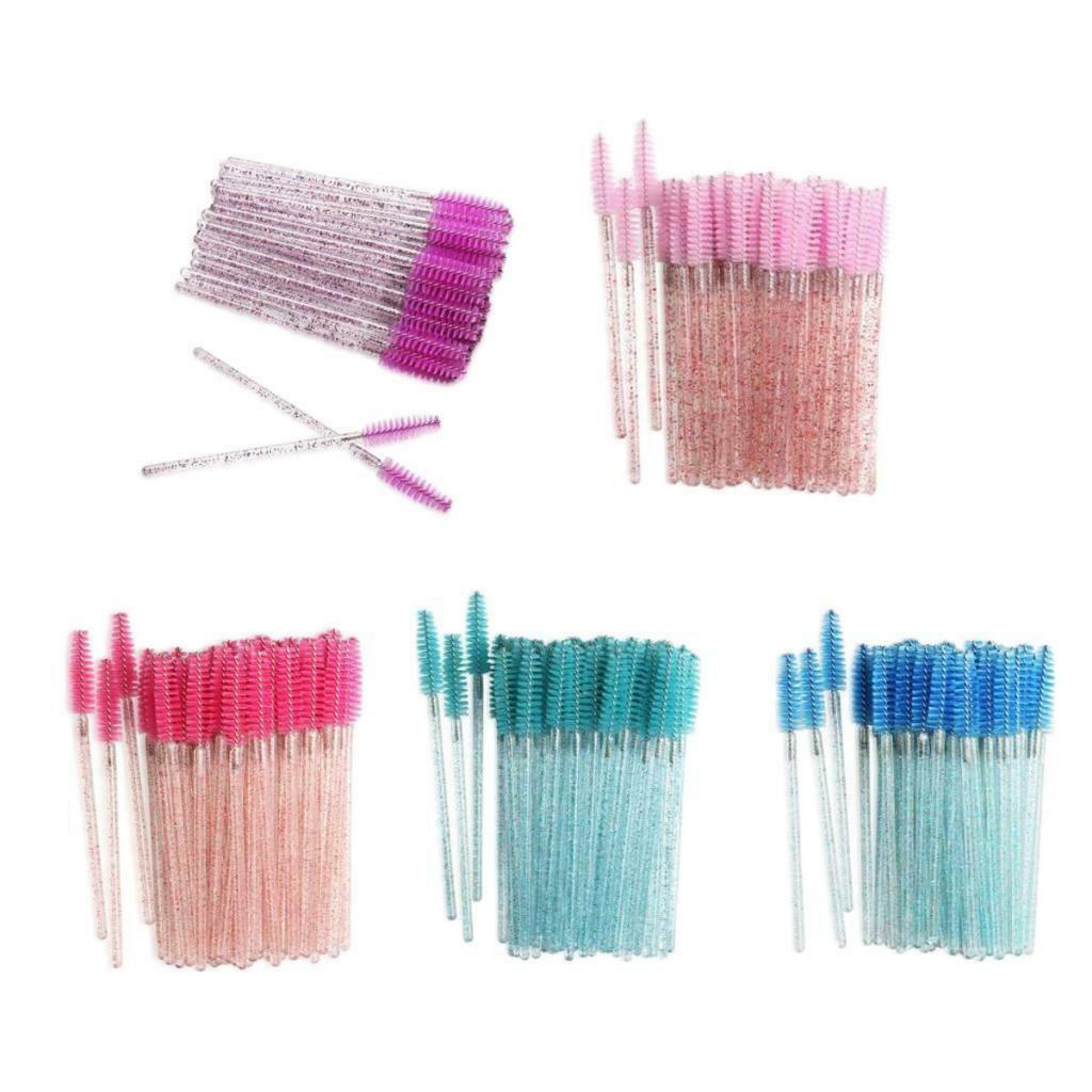 500 Pack Disposable Eyelash Brushes Crystal Handle Extension Makeup Tool