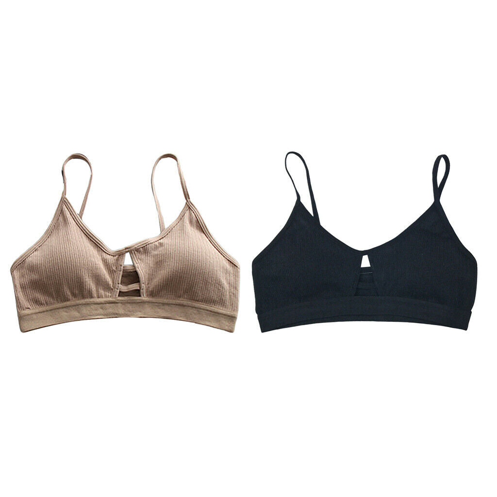 2pcs Lady Padded Push Up Bra Elastic Everyday Seamless Bralette Strappy