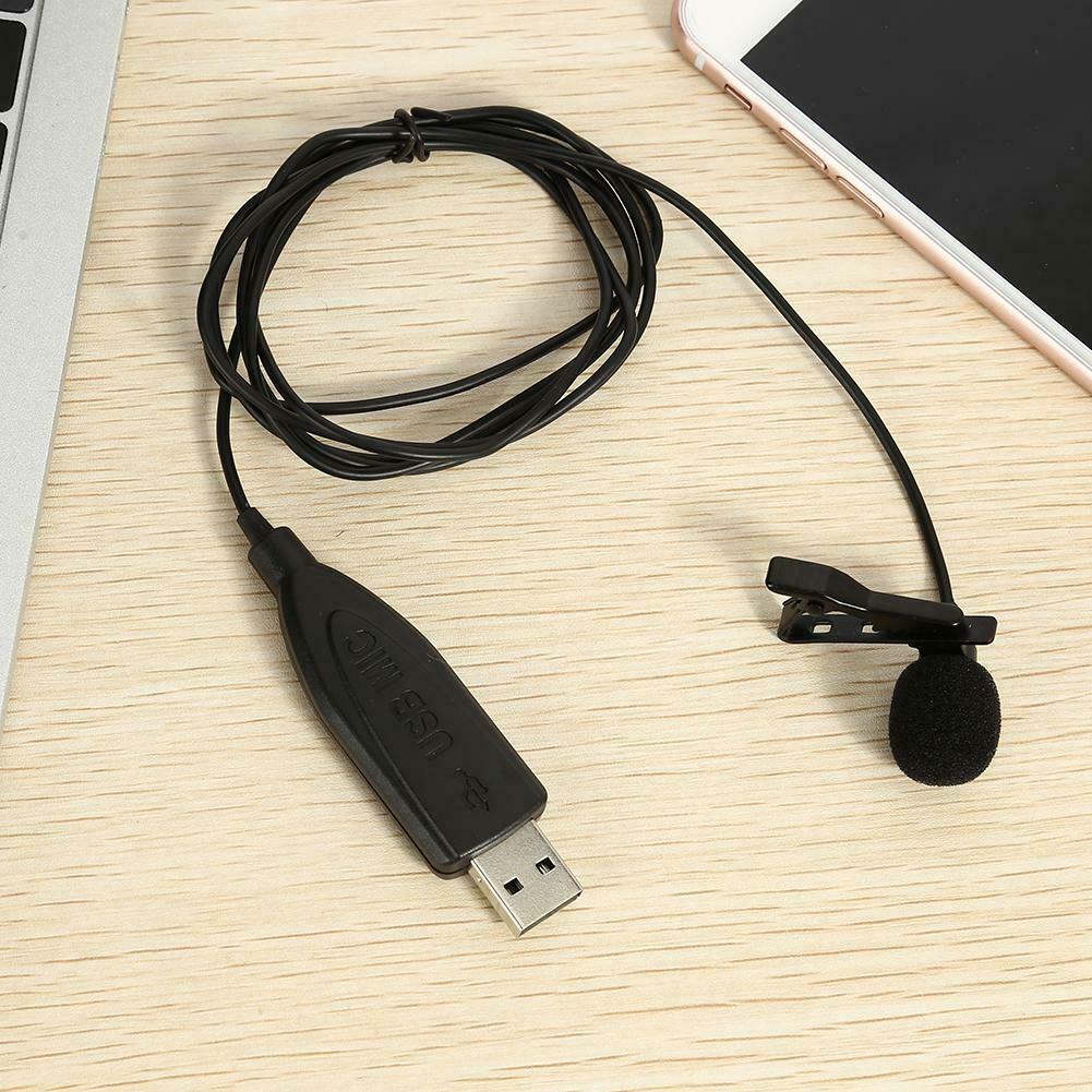 Pro USB Lavalier Microphone Clip on Collar Condenser Lapel Mic for Meeting PC
