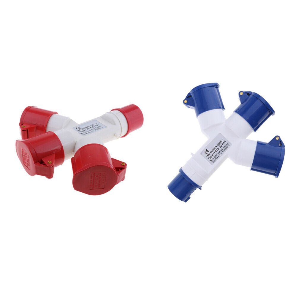 2 PCS 3 Way Splitter Industrial Connector Rated Voltage: 380V and 220-250V 22.5