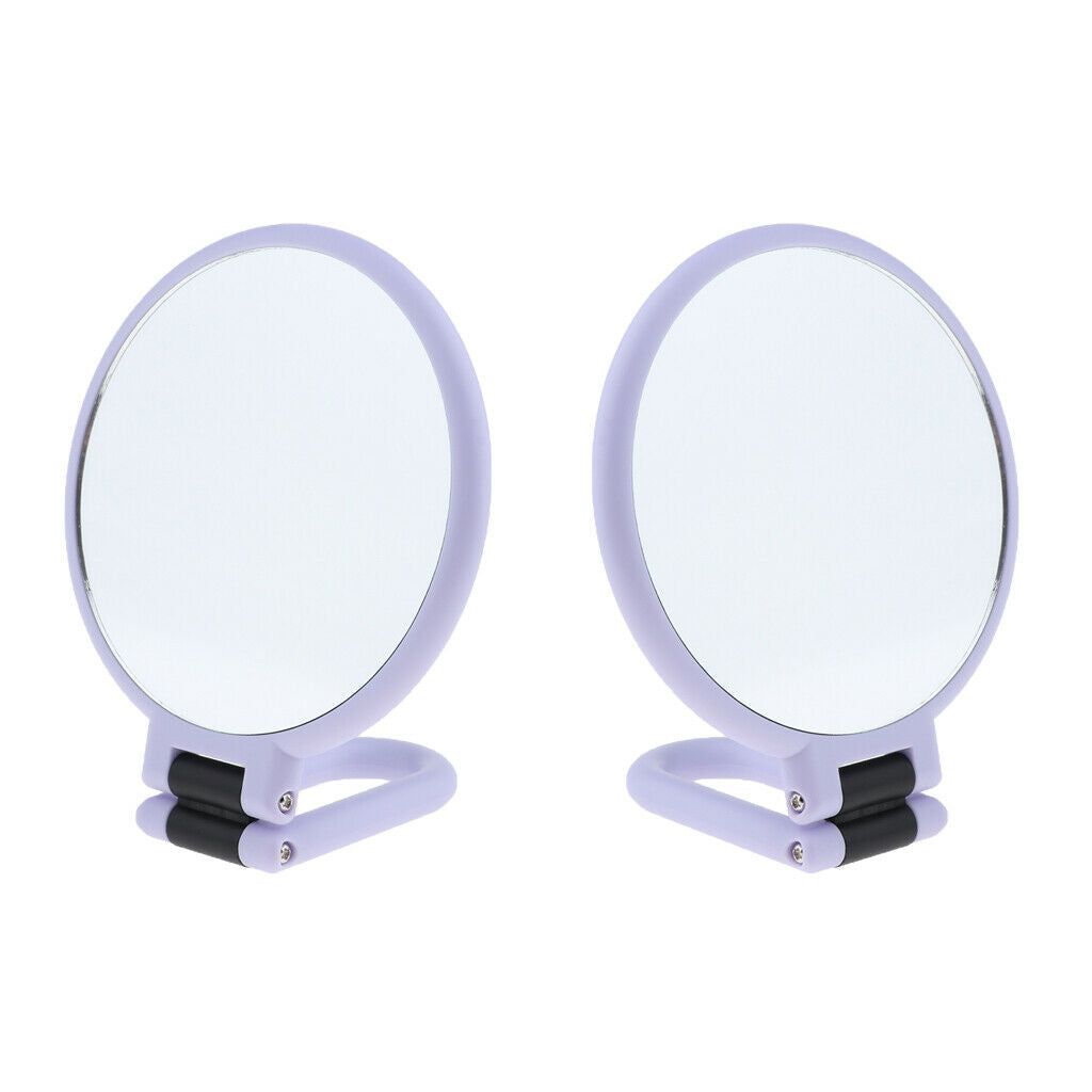 2 Pieces Double Sided Makeup Mirror Portable Handheld Magnifying Mirror NEW