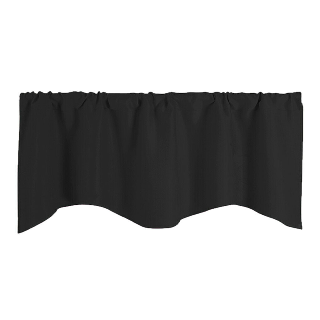 4 Pieces Black Short Curtains Small Window Valances 52x18inch for Kitchen
