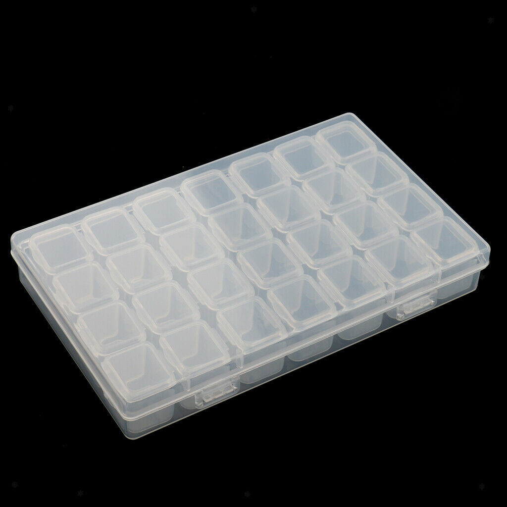 28 Grids Box Case Plastic Jewelry Storage Box Nail Art Tips