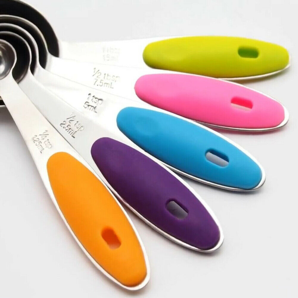5Pcs Stainless Steel Measuring Cups Measuring Spoons Set Baking Teaspoon Kitchen